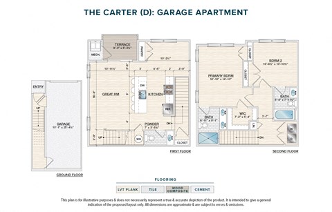 Floor plan for 2 beds, 2.5 baths, 1216 sqft